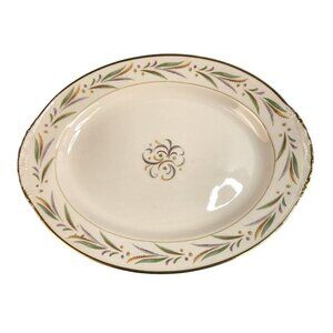 Eggshell Nautilus Autumn Oval Serving Platter Gold Trim 15x12 inch Fine China Ma